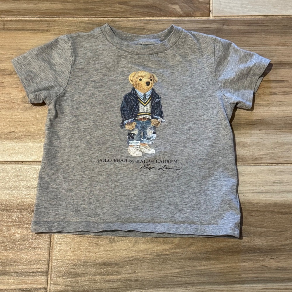 Polo Ralph Lauren Polo Bear Gray Cotton T-Shirt Toddler Boy 18M